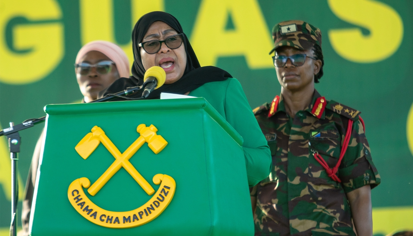 Tanzania's President Samia Suluhu Hassan in Dar es-Salam, on 28 August 2025.
