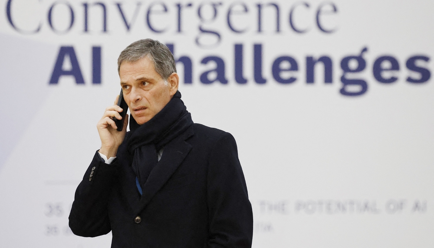 Head of CMA CGM Rodolphe Saadé at the AI Action Summit in Paris, on 11 February 2025.