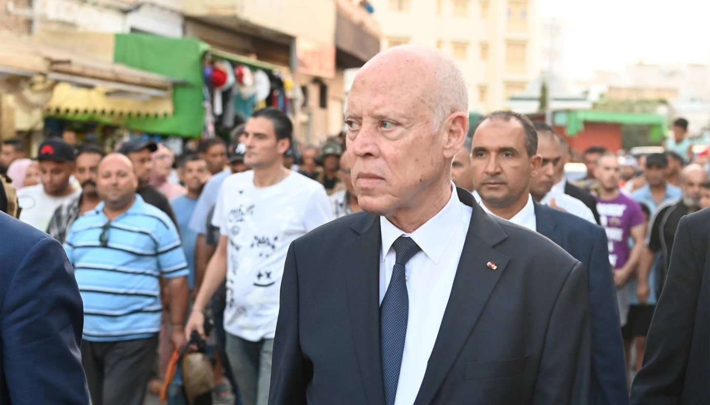 Tunisian president Kaïs Saïed in Tunis on 23 August 2023.