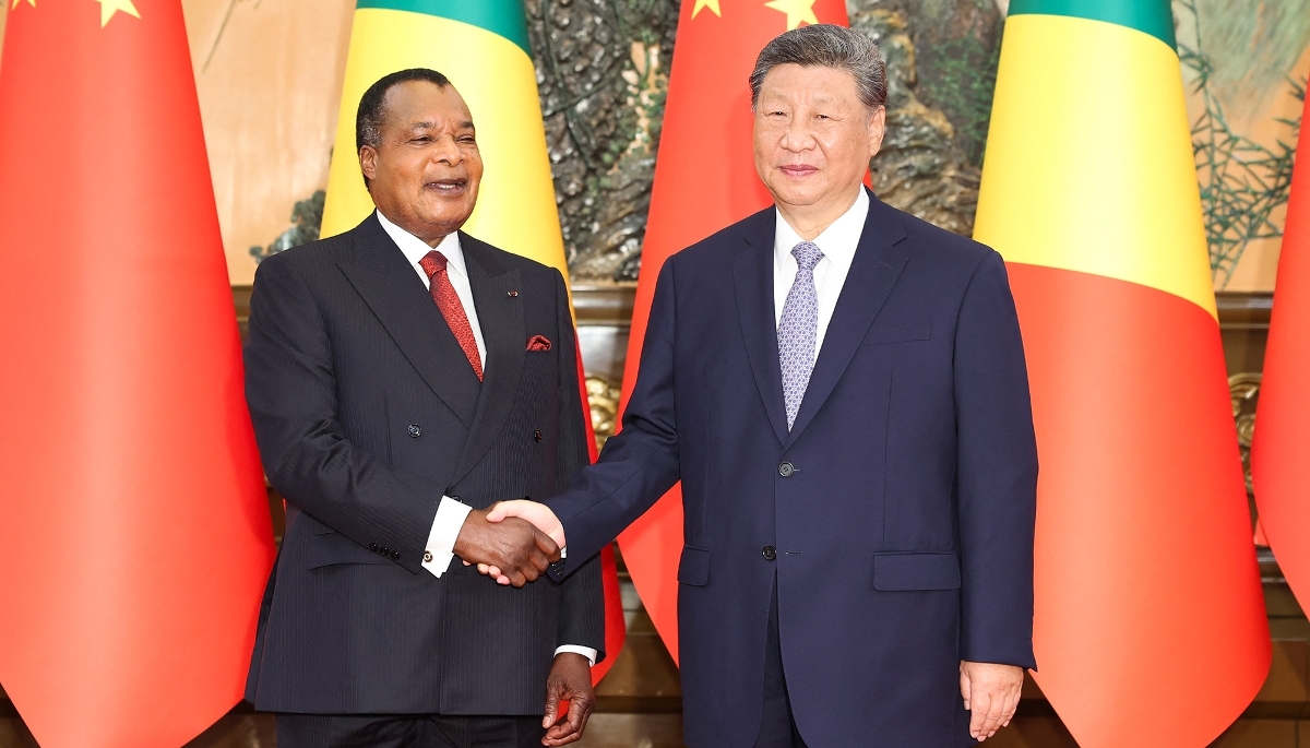 Congolese President Denis Sassou-Nguesso (left) and his Chinese counterpart Xi Jinping in Beijing, September 2025.