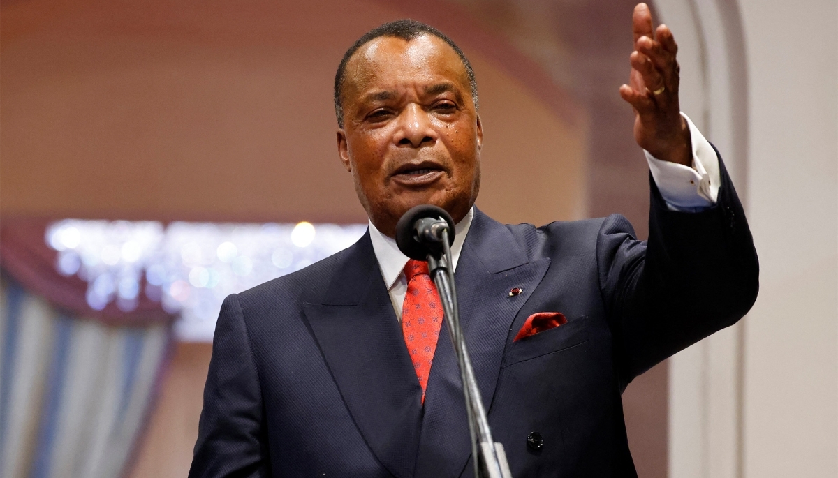 Congo's president Denis Sassou-Nguesso in Brazzaville on 3 March 2023.