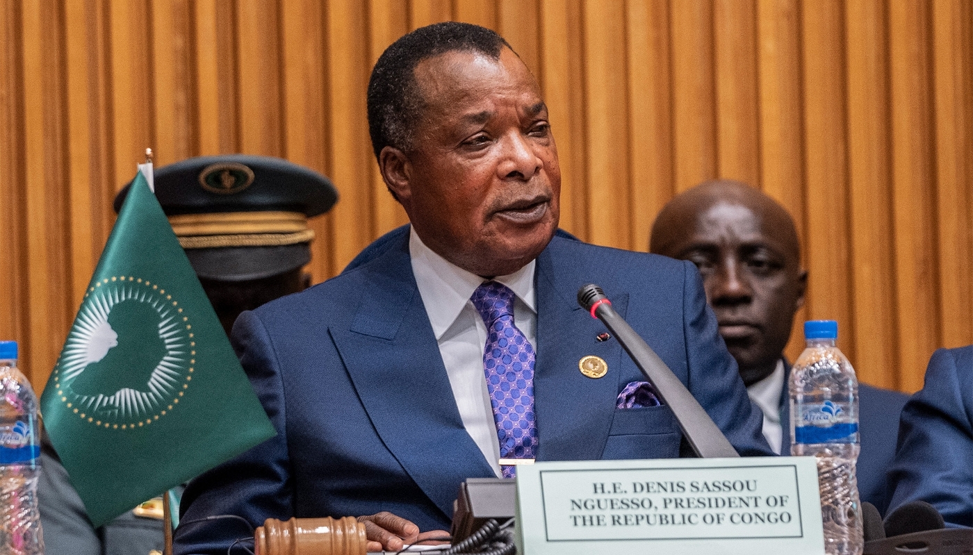 Congolese President Denis Sassou-Nguesso in Addis Ababa, on 14 February 2025.