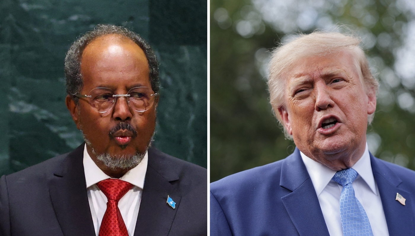 The Somali president, Hassan Sheikh Mohamud, and his US counterpart, Donald Trump.