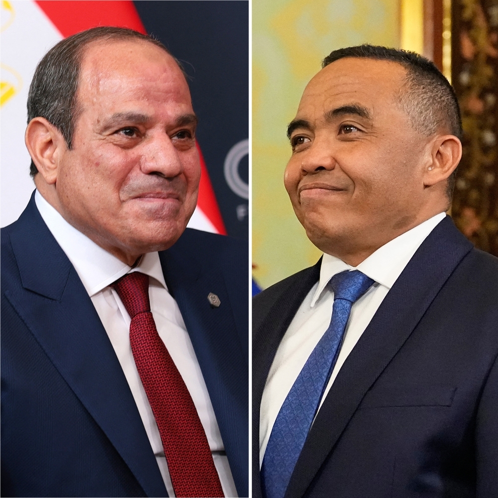 Egyptian President Abdel Fattah al-Sisi and his Malagasy counterpart, Michael Randrianirina.