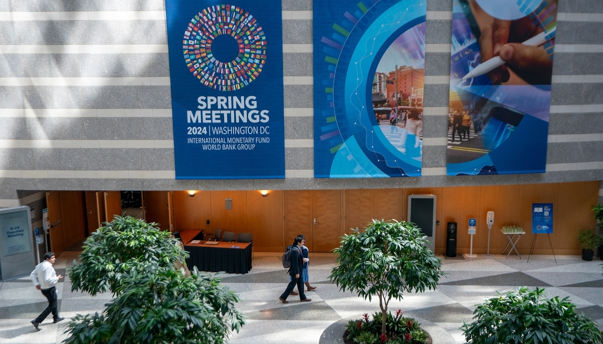 The IMF's headquarters in Washington in April 2024.