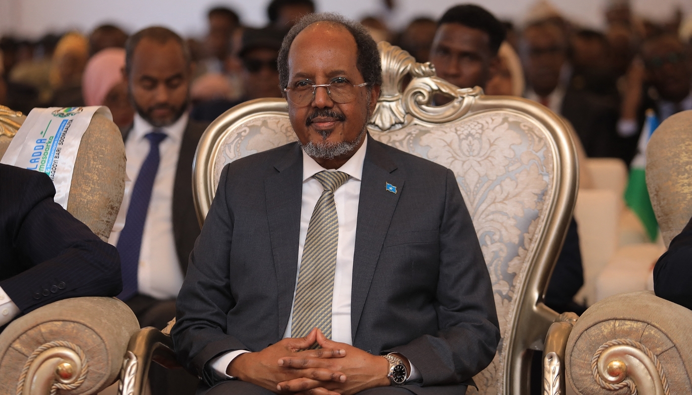 Hassan Sheikh Mohamud during a visit to the province of Sool in Las Anod, on 17 January 2026.