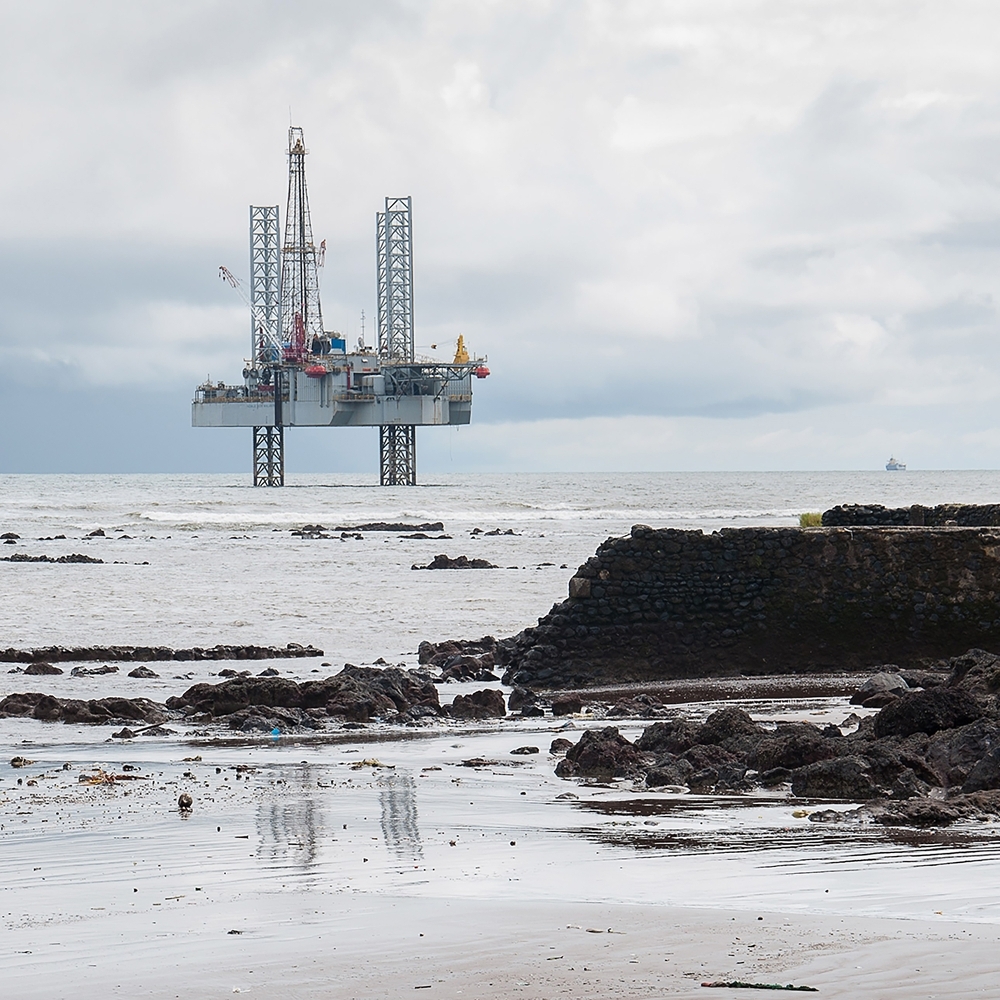 An oil platform off the coast of Limbe, home to Cameroon’s national refining company, Sonara, in September 2011.