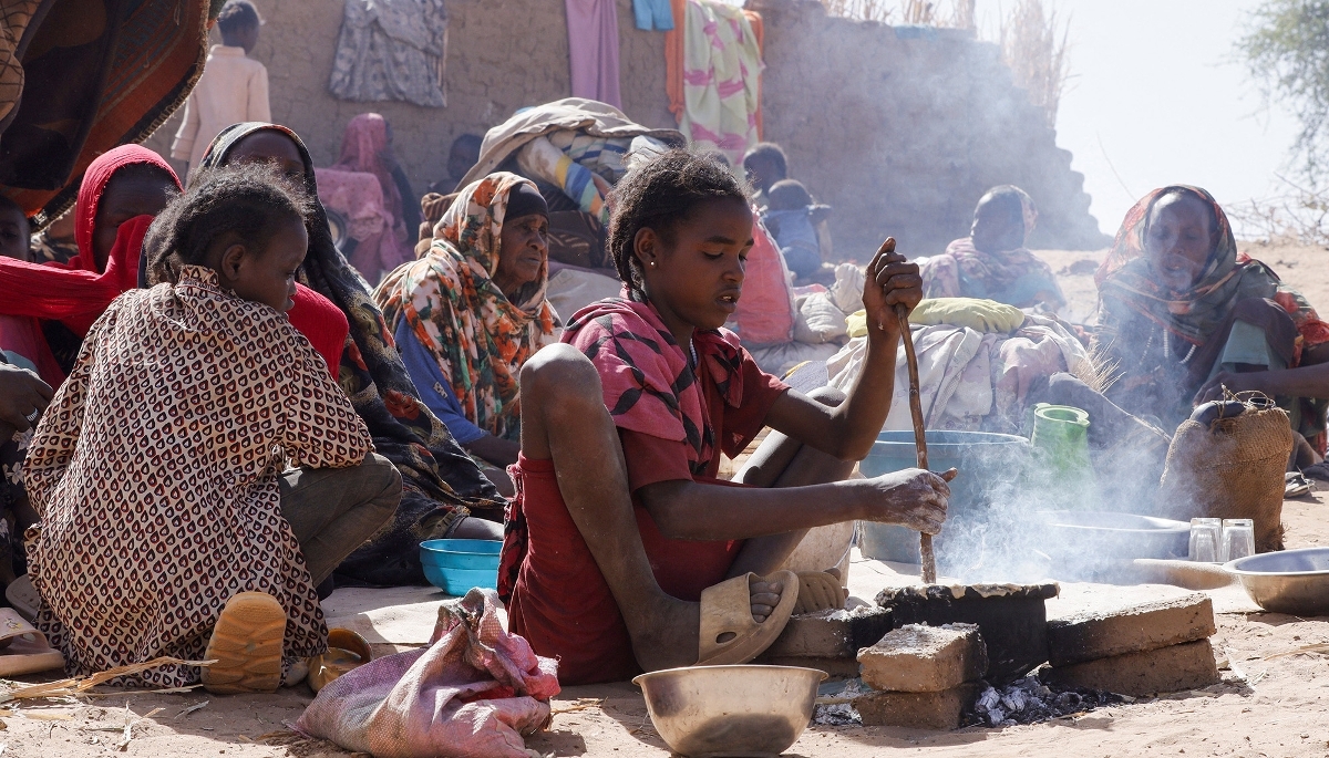 Refugees in the town of Tawila, in North Darfur, Sudan in April 2025.