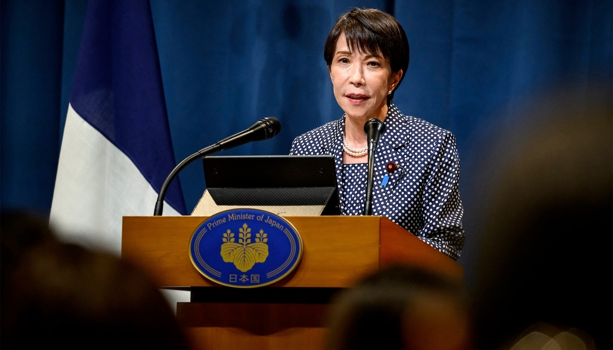 Japan's Prime Minister Sanae Takaichi in Évian, France, on 17 June 2026. 
