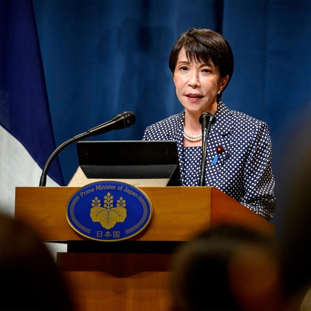 Japan's Prime Minister Sanae Takaichi in Evian, France, on 17 June 2026.