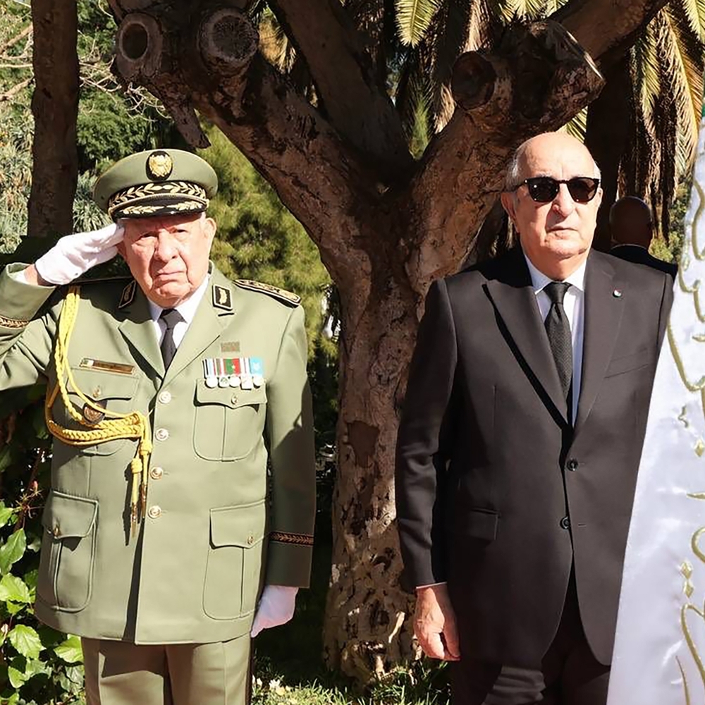 Chief of General Staff Said Chengriha and Algerian President Abdelmadjid Tebboune in Algiers, 1 November 2025.