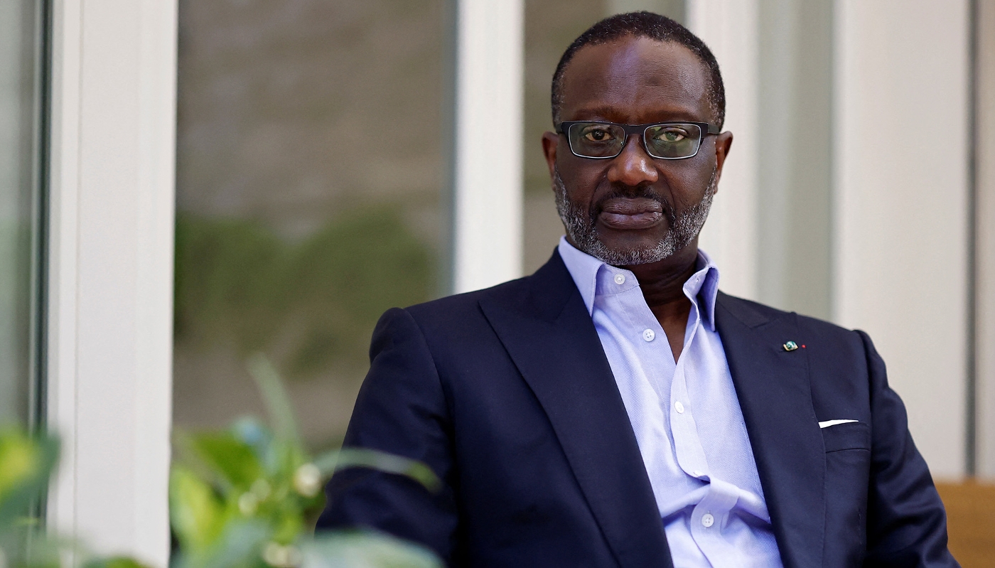 Tidjane Thiam, president of the Democratic Party of Côte d'Ivoire, in Paris, April 2025.