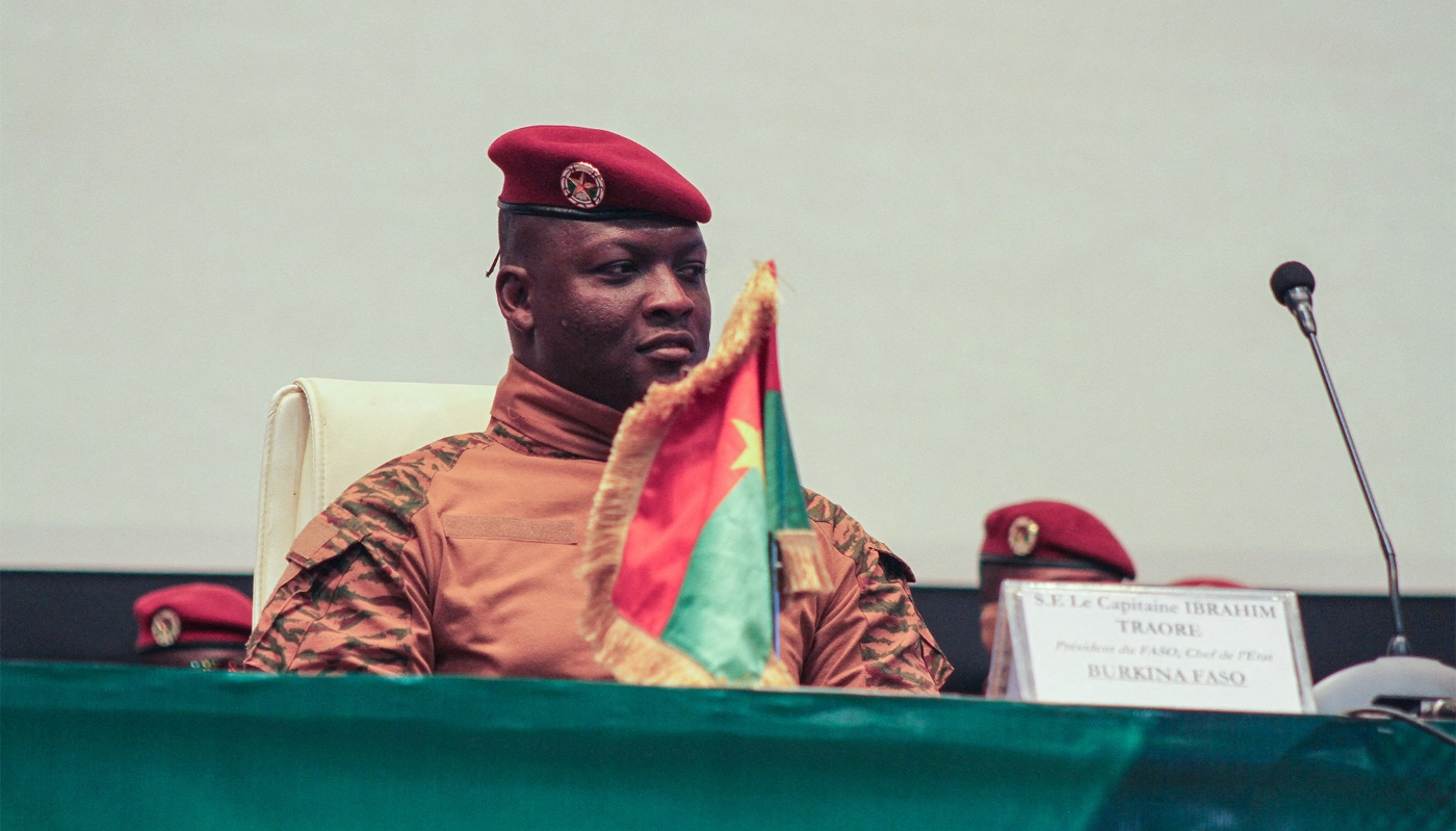 Burkina Faso's junta leader Captain Ibrahim Traore in Niamey on 6 July 2024.