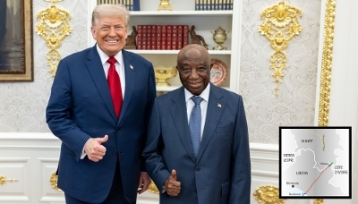 US President Donald Trump and his Liberian counterpart, Joseph Boakai, in Washington, in July 2025.
