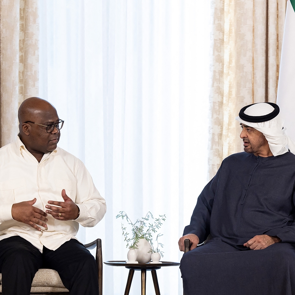 Congolese President Félix Tshisekedi with Mohammed bin Zayed Al Nahyan, head of state of the UAE, in Abu Dhabi on 6 September 2024.