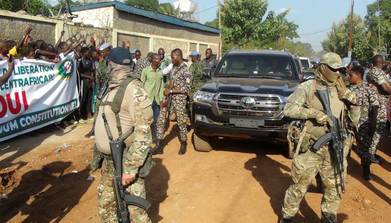 Russian officers from the Wagner group, in Bangui, 17 July, 2023.