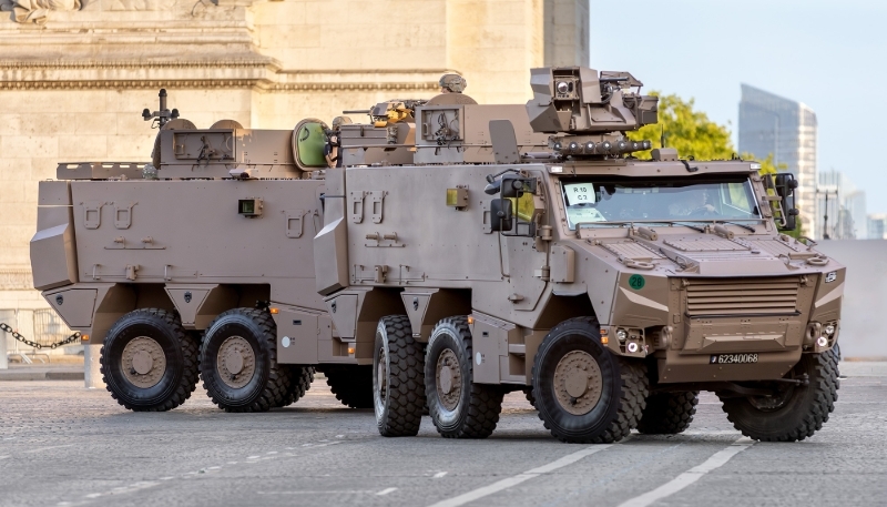 An Arquus armoured vehicle parading on the Champs-Élysées in Paris on 14 July 2025.