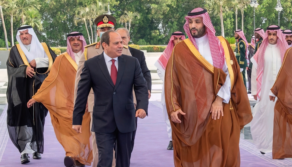 Egyptian President Abdel Fattah al-Sisi and Saudi Crown Prince Mohammed bin Salman in Jeddah, Saudi Arabia, on 16 July 2022.