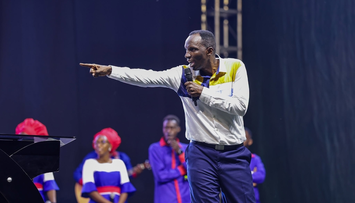 Pastor Chris Ndikumana during an evangelical rally in Bujumbura, 18 July 2026.