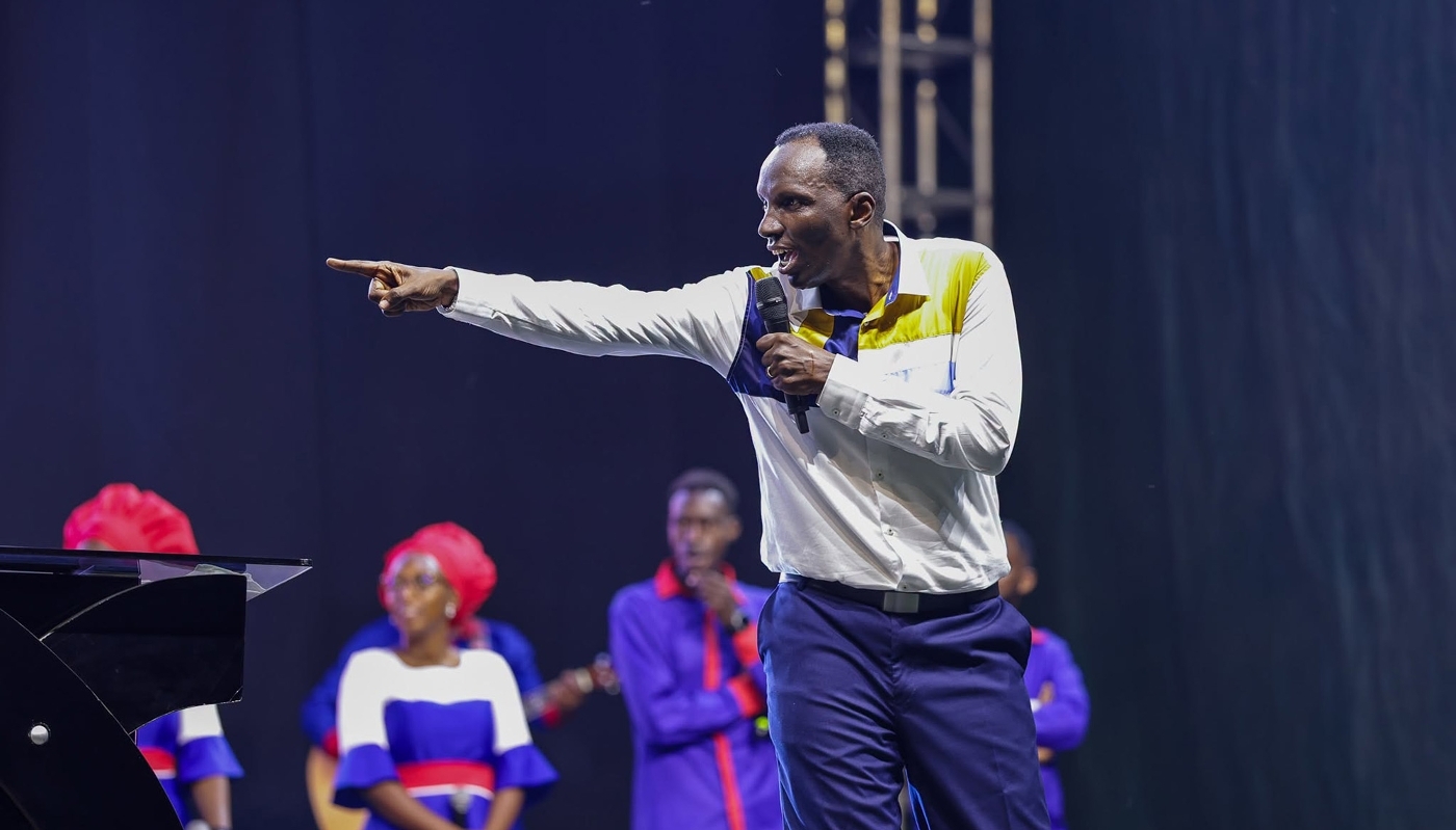 Pastor Chris Ndikumana during an evangelical rally in Bujumbura, 18 July 2026.