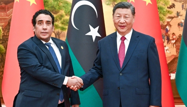President of the Libyan Presidency Council Mohamed el-Menfi and Chinese President Xi Jinping in Beijing, 4 September 2024.