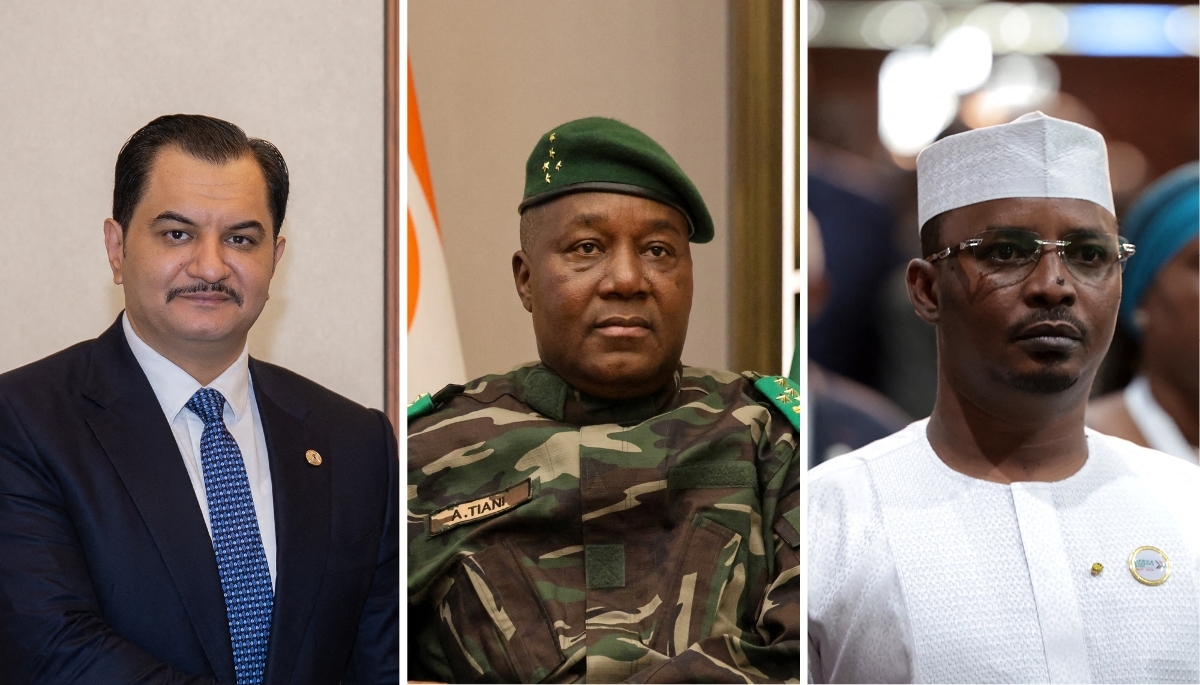 Libyan General Saddam Haftar, the leader of the Nigerien junta, Abdourahamane Tchiani, and the Chadian President, Mahamat Idriss Déby.