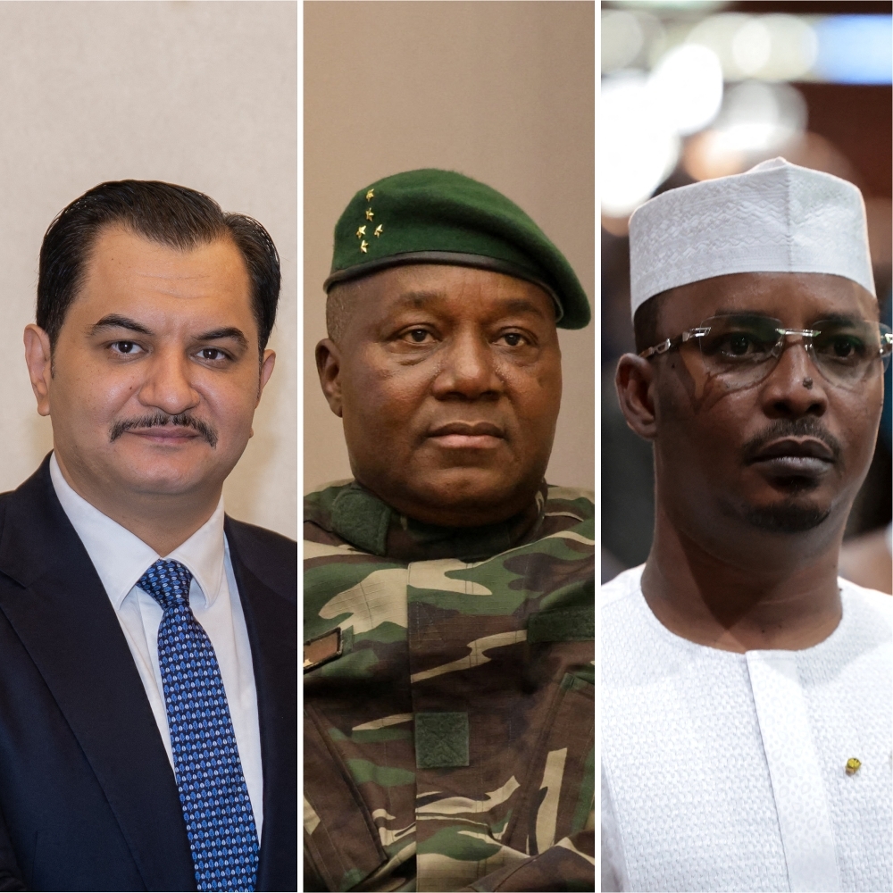 Libyan General Saddam Haftar, the leader of the Nigerien junta, Abdourahamane Tchiani, and the Chadian President, Mahamat Idriss Déby.