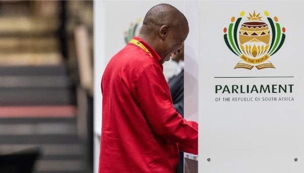During the vote to elect South Africa's next president in the new South African Parliament in Cape Town, 14 June 2024.