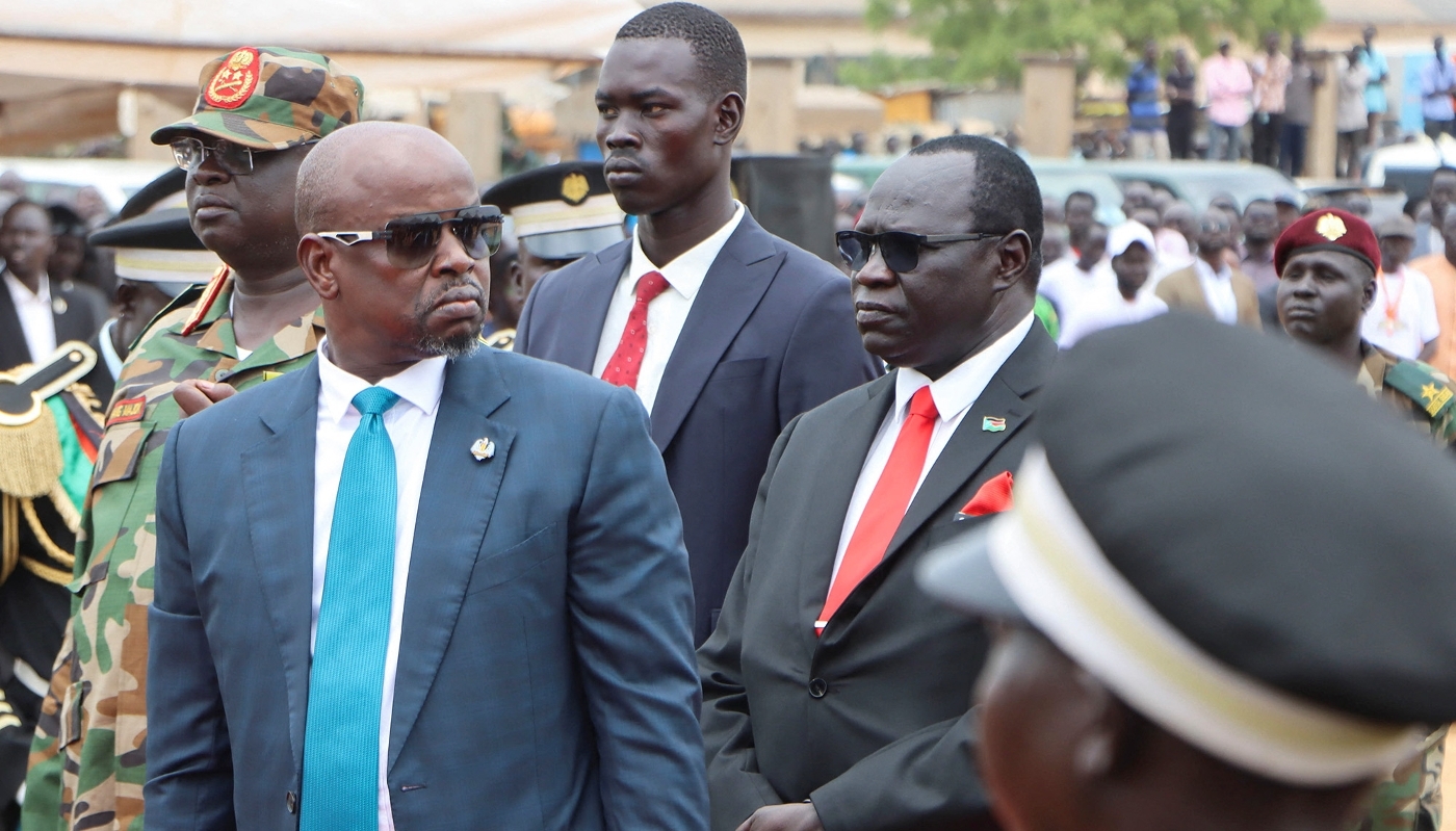 Benjamin Bol Mel attends the burial of a commander of the South Sudan People’s Defense Forces in Juba on 19 March 2025.