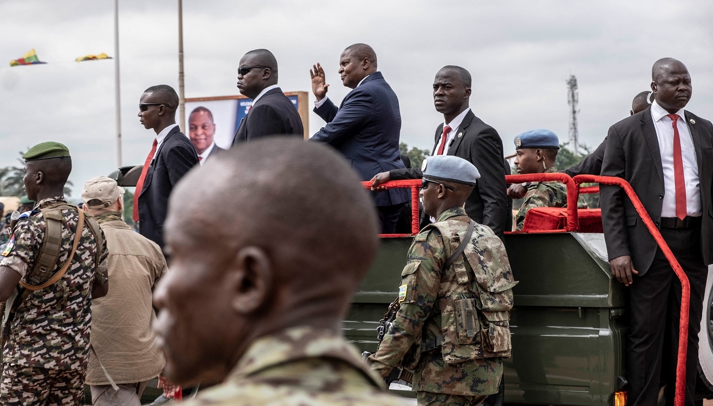 Faustin-Archange Touadéra during a military parade in Bangui in December 2022.