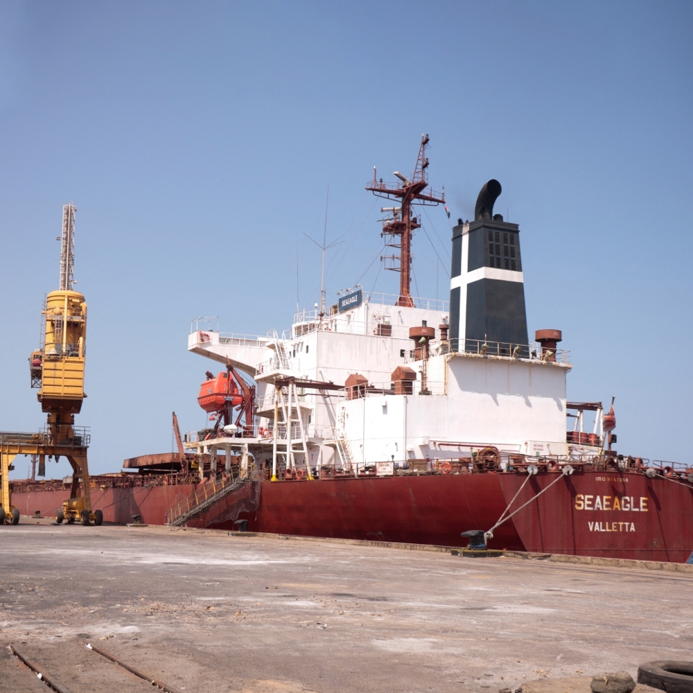 The Sea Eagle, a bulk carrier loaded with wheat from Ukraine, in Port Sudan on 12 September 2022.