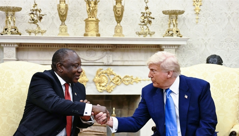 South African President Cyril Ramaphosa with US President Donald Trump in Washington DC, 21 May 2025.