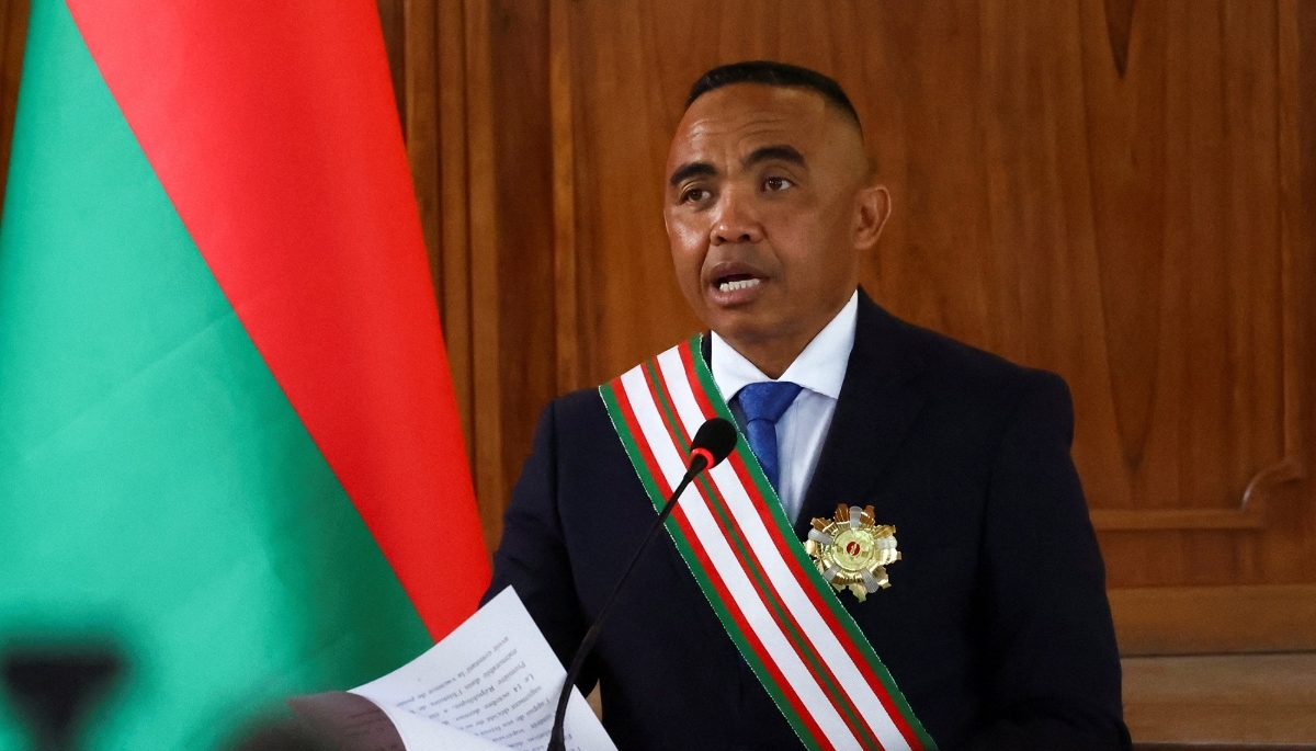 Madagascar's new military ruler, Colonel Michael Randrianirina, in Antananarivo on 17 October 2025.