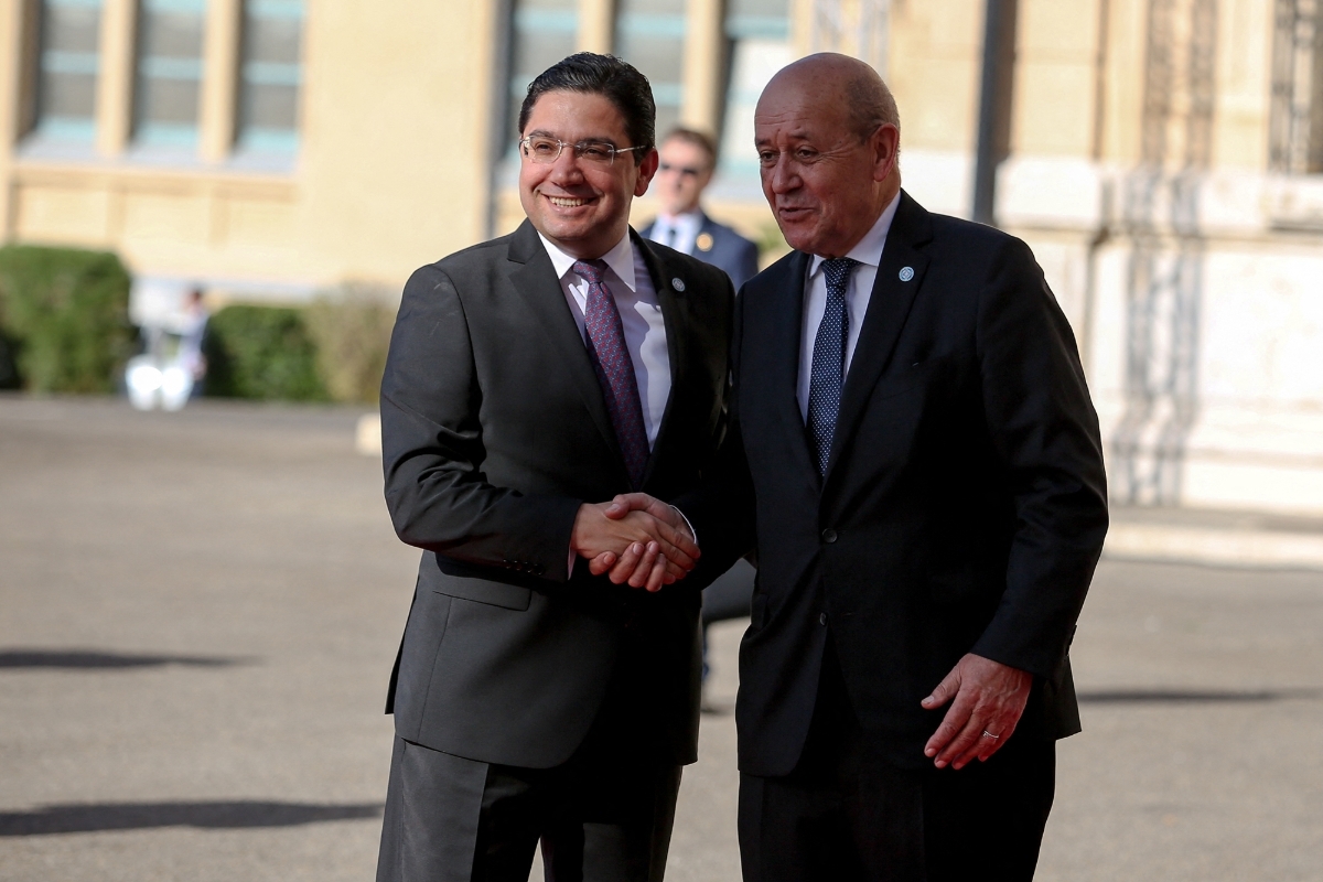 Moroccan Foreign Minister Nasser Bourita, and French Foreign Affairs Minister Jean-Yves Le Drian.