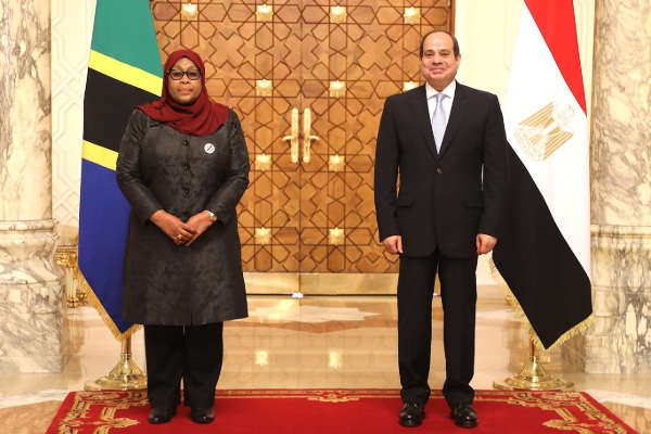 Tanzanian president Samia Suluhu Hassan with Egyptian president Abdel Fattah al-Sisi.