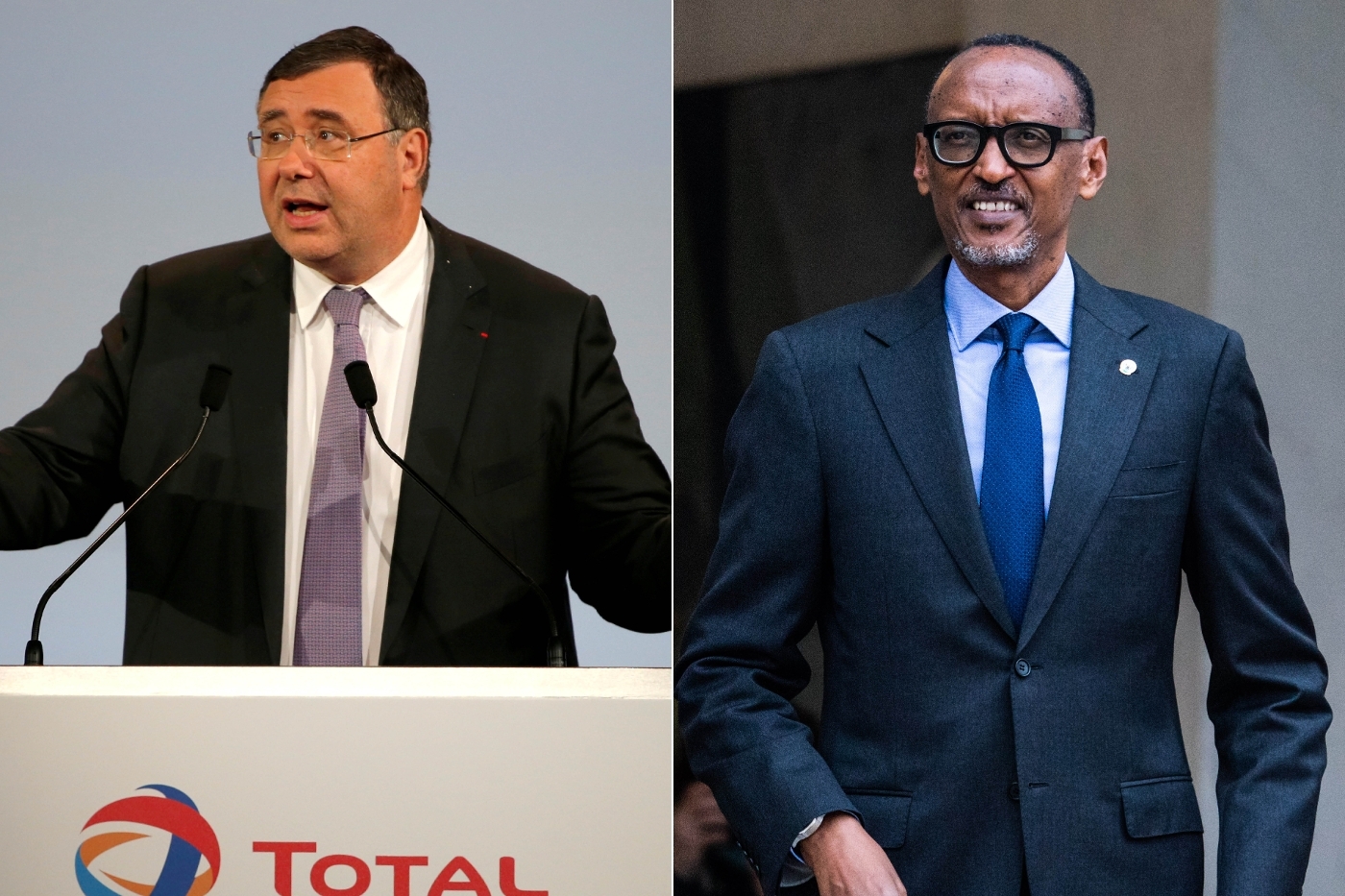 TotalEnergies CEO Patrick Pouyanné (left) and Rwandan President Paul Kagame.