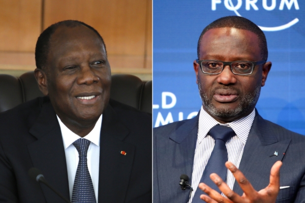 Ivorian President Alassane Ouattara and financier Tidjane Thiam.