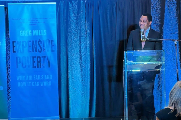 Zambian President Hakainde Hichilema at the launch of Greg Mills' book Expensive Poverty on 27 January 2022 in Johannesburg.