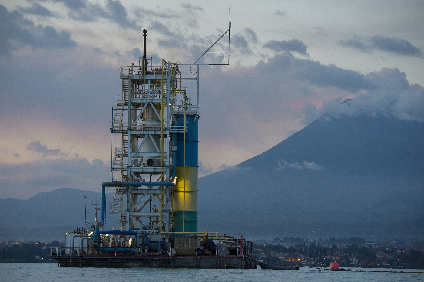A methane extraction platform on Lake Kivu.