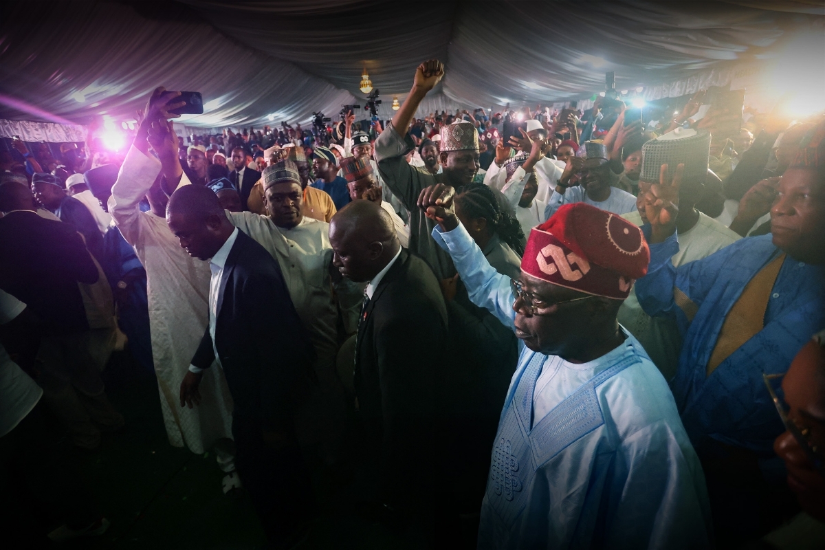 Bola Tinubu and his supporters in Abuja in March 2023.