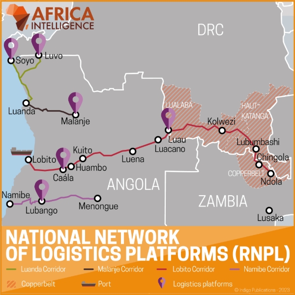 National networks of logistics platforms in Angola.