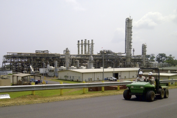 The gas installations at Punta Europa, on the island of Bioko, in Equatorial Guinea.