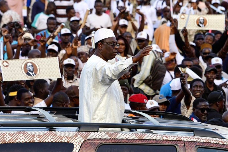 Macky Sall on electoral campaign, the 22th of February 2019, in Dakar.