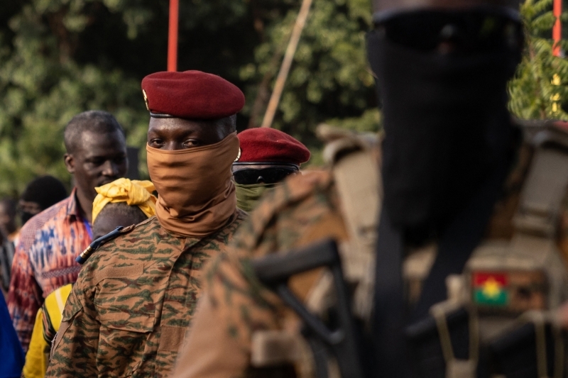 Captain Ibrahim Traoré, Burkina Faso's new president, in Ouagadougou, 15 October 2022.