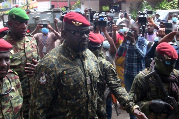 The head of the ruling junta in Guinea, Mamadi Doumbouya.