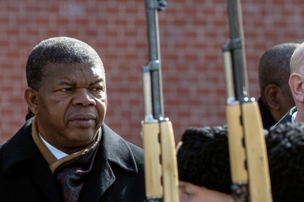 President of Angola João Lourenço at a military ceremony in Moscow in 2019.