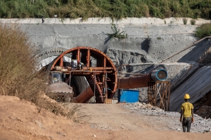 Mouth of the Kindia railway tunnel. The 600km railway will connect the Simandou iron ore mining sites with the Atlantic Ocean port at Morebaya.