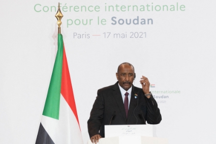 General Abdel Fattah al-Burhan at the international conference for Sudan in Paris, in May 2021.