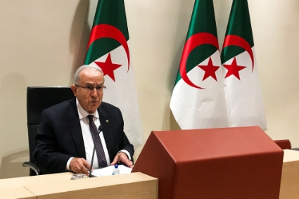 Algeria's foreign minister Ramtane Lamamra speaks during a news conference in Algiers, August 24, 2021.