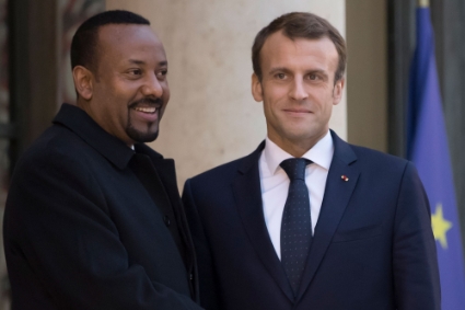Ethiopian prime minister Abiy Ahmed Ali and French president Emmanuel Macron.